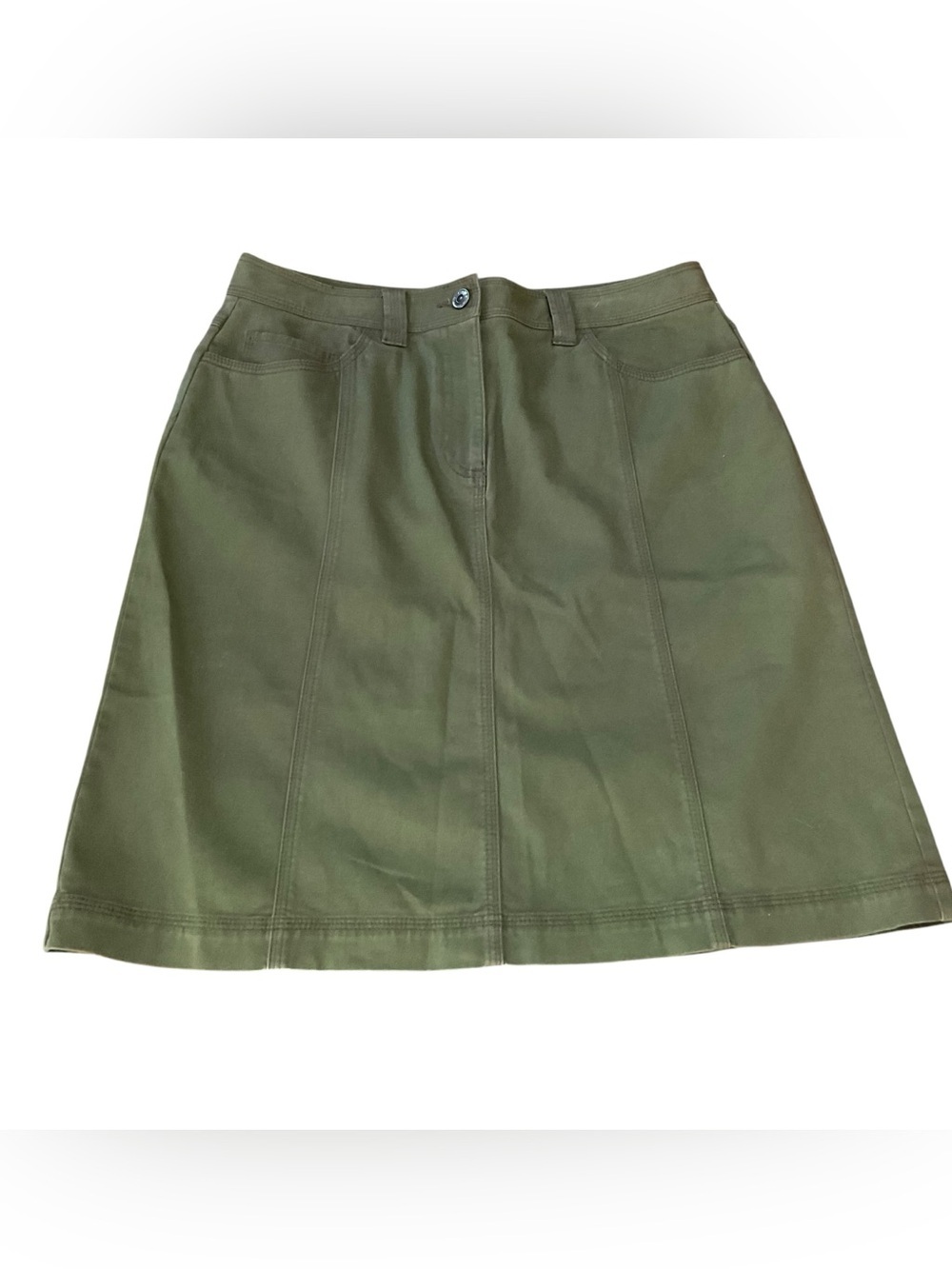 Talbots Olive Green A-Line Utility Skirt Women’s Size 16 Cotton Blend